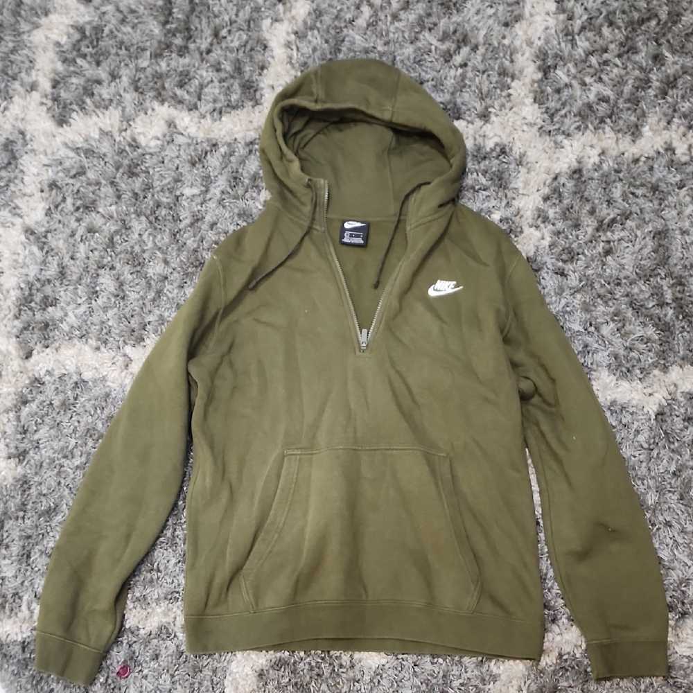 Nike Men's Green Zip-Up Hoodie
